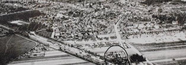 Historische Ansicht der Stadt Hagenow mit dem jüdischen Friedhof (Kreis). Die Fläche liegt heute neben dem Autohaus Lindemann. Karls, Gawlik, Hirschmann