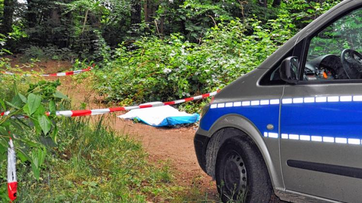 Tragisches Ende eines Waldlaufs: Die Polizei hat die Unfallstelle um die Leiche eines Joggers abgesperrt. nicp