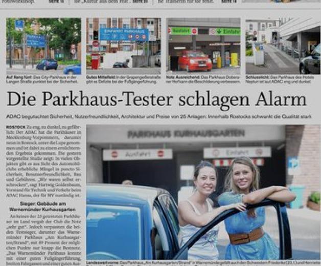 August 2010: Die Neptun-Garage muss sich im ADAC-Test mit dem Prädikat "ausreichend" begnügen. Repro: zvs August 2010: Die Neptun-Garage muss sich im ADAC-Test mit dem Prädikat "ausreichend" begnügen. Repro: zvs