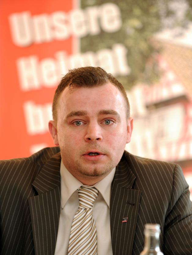 Der stellvertretende Parteivorsitzende der rechtsextremen NPD Thüringen, Patrick Wieschke
