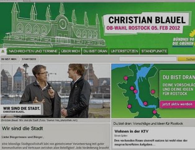 Das Rathaus in Grün auf der Seite des grünen Kandidaten www.christian-blauel.de