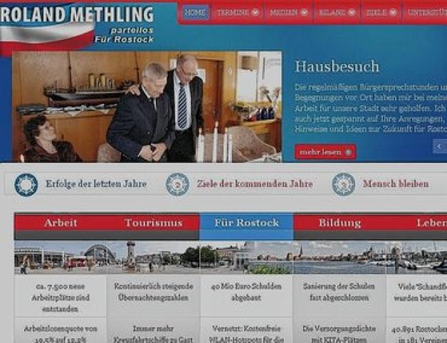 Gibt sich maritim: der parteilose Amtsinhaber auf www.roland-methling.de