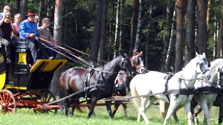 Reisen wie vor 200 Jahren: Helmut Deutschkämer ist mit seiner Postkutsche auf einem alten Gestütsweg unterwegs Schmicker