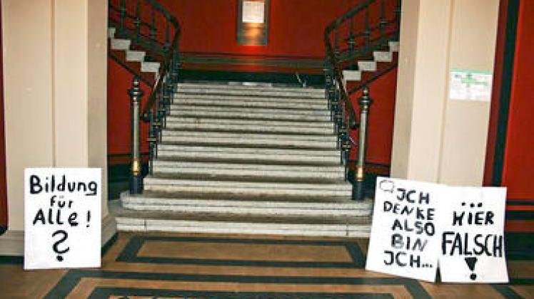 Auch an der Universität in Greifswald wird protestiert. Ein Hörsaal wurde mehrere Tage besetzt.Moritz