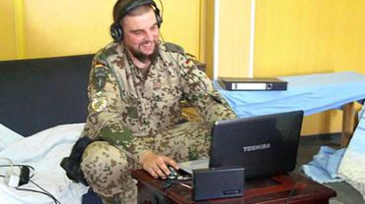 Über das Internetforum Skype hielt Stephan Wendorf während seines Einsatzes in Kabul Kontakt zu Familie und Freunden.privat