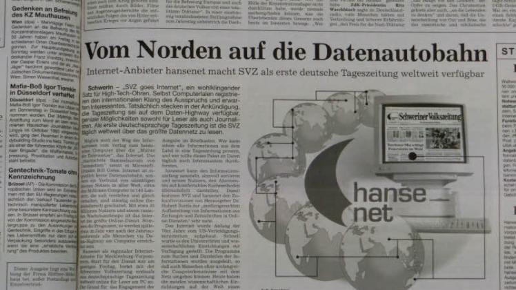 Blickpunkt-Thema am 6. Mai 1995: Die SVZ ging als erste deutsche Tageszeitung online.