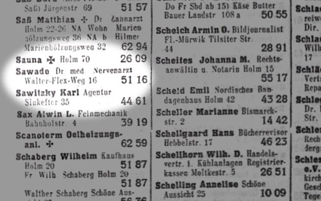 Eintrag im Flensburger Telefonbuch. Eintrag im Flensburger Telefonbuch.