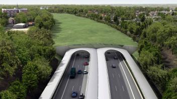 Der Tunnel vor dem Elbtunnel:  Hamburg will die Autobahn 7 in den Stadtteilen Schnelsen, Stellingen und Bahrenfeld mit Lärmdeckeln versehen. Die Bauzeit ist auf sieben Jahre angelegt. 
