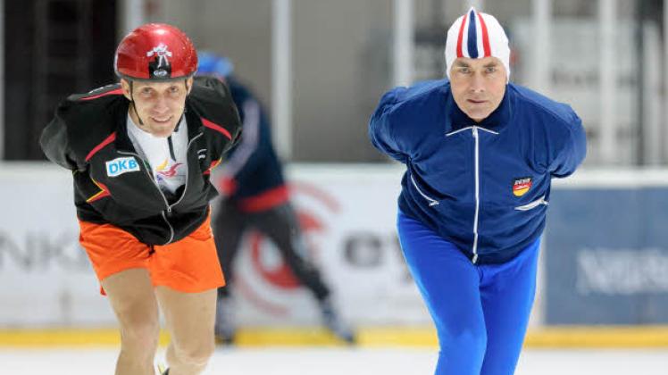 Vor wenigen Tagen drehten Horst Freese und Arian Nachbar in der Schillingallee ihre Saisonabschlussrunden. Der eine trägt seine Olympia-Trainingsjacke von Innsbruck 1976, der andere zur Jahreszeit passende Shorts, Modell „Tauendes Eis“…