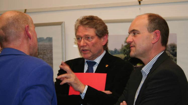 Landrat Manfred Nahrstedt und Ulf Göldner beim Frühjahrsempfang in diesem Jahr im Haus des Gastes.   