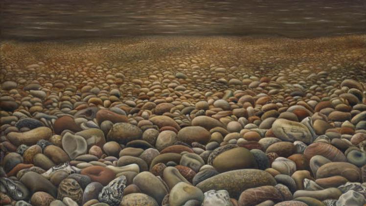 Gezeigt in der Güstrower Ausstellung: Wolfgang Schlüter, „Steinstrand von Heiligendamm“ (1975 )     
