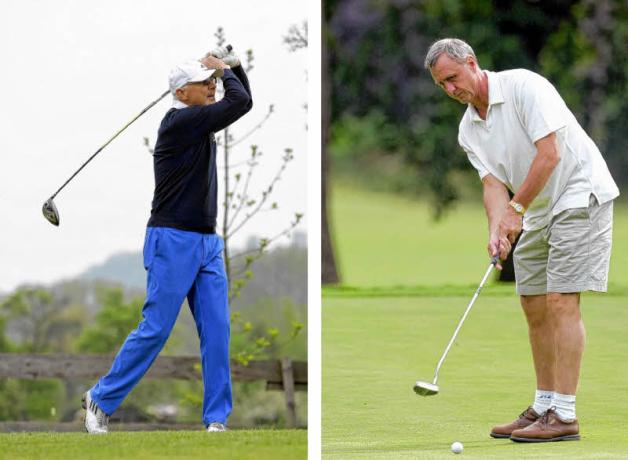Golf-Rivalen: Franz Beckenbauer (l.) und Johan Cruyff (r.)  