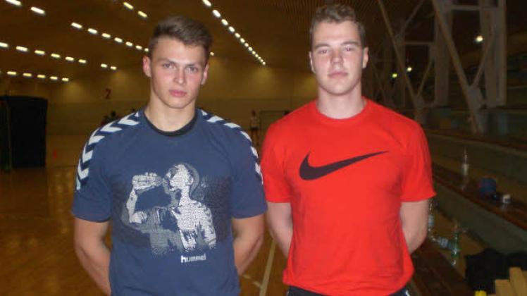 Empors Torhütergespann in Rimpar: die beiden 18-Jährigen Tobias Malitz (links) und Louis Massaro.  