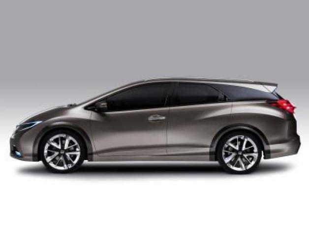 Tourer ist der Beiname des Honda Civic als Kombi. Auf der IAA im Herbst soll das Serienmodell der abgebildeten Studie enthüllt werden. Foto: Honda Tourer ist der Beiname des Honda Civic als Kombi. Auf der IAA im Herbst soll das Serienmodell der abgebildeten Studie enthüllt werden. Foto: Honda