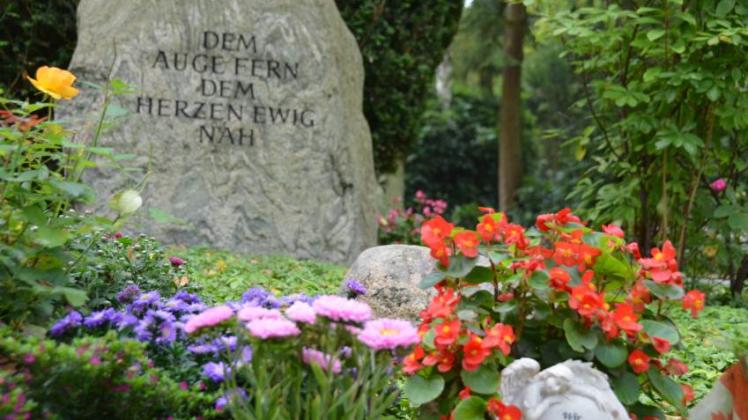 An der anonymen Grabstätte stellen Angehörige Blumen ab, um ihren Toten zu gedenken.  