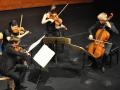 Das Minguet-Quartett spielte auf der Theaterbühne der Stadthalle: Ulrich Isfort (1. Violine, von links), Annette Reisinger (2. Violine), Aroa Sorin (Viola) und Matthias Diener (Violoncello).  