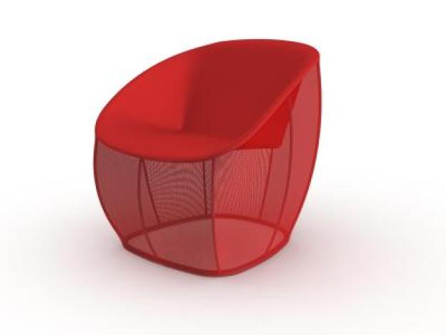 Benjamin Hubert nutzt für seinen Sessel «Membrane» für Classicon leichtes, transparentes Strickgewebe. Foto: Classicon 