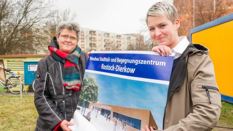 Freuen sich über den Baubeginn: SBZ-Kinderbetreuerin Bärbel Lenke (l.) und Dina Springmann, stellvertretende Leiterin des Stadtteilzentrums. 