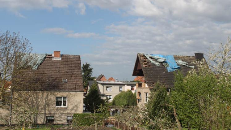Tornado-Spuren: Blick auf die Brüeler Siedlung von der Bundesstraße 192 aus. Fotos: Roland Güttler 