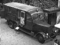 In einem Übertragungswagen der Marine wie diesem, der im Innenhof der Post an den Norderhofenden in Flensburg stationiert war, verkündete Klaus Kahlenberg das Ende des Zweiten Weltkriegs.  