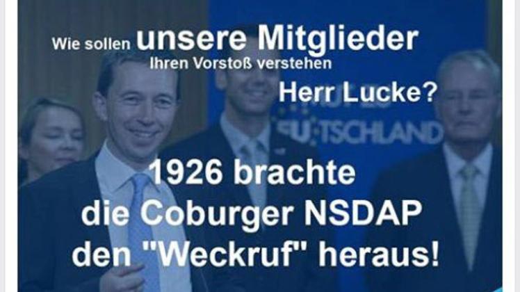 So postet der Schweriner AfD-Kreisverband auf Facebook zu Bernd Luckes   „Weckruf 2015“.