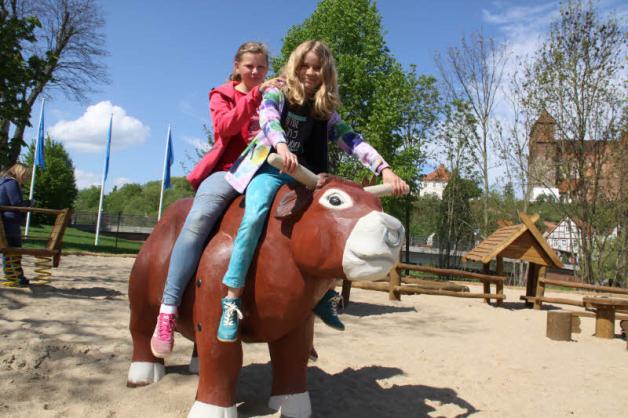 Reiten auf dem Wikinger-Spielplatz. Reiten auf dem Wikinger-Spielplatz.