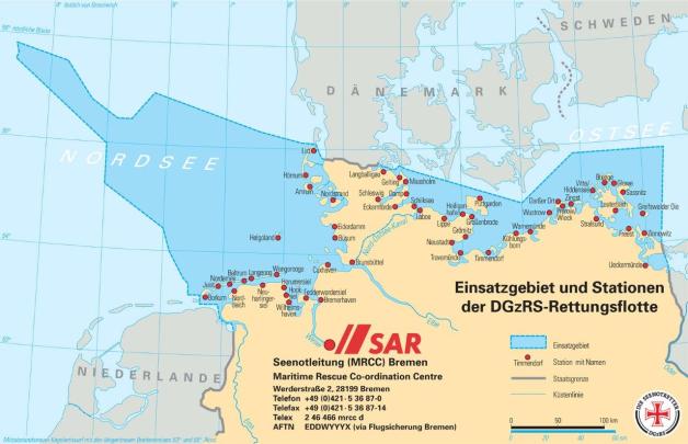 Die 54 Stationen der Seenotretter. Die 54 Stationen der Seenotretter.