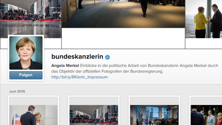 Die Präsenz von Bundeskanzlerin Angela Merkel auf Instagram.