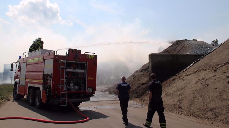 Feuer im Rostocker Seehafen: Sonnenblumkernpellets in Brand