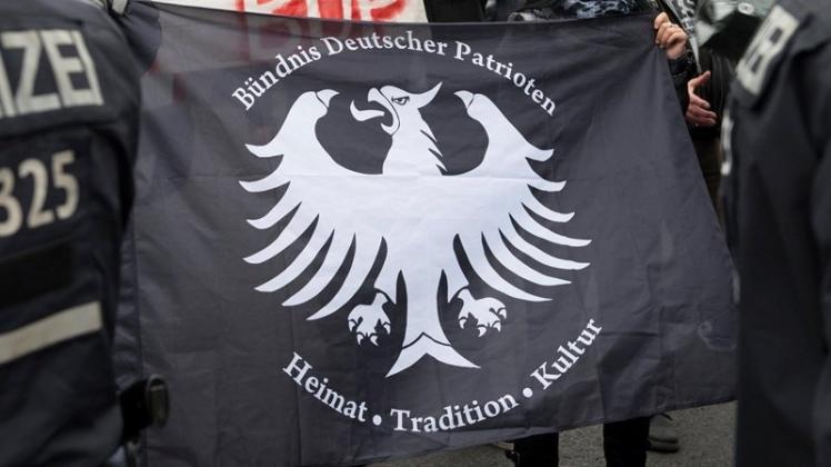 Das Logo des BDP – aufgenommen bei einer rechten Demonstration in Berlin. 
