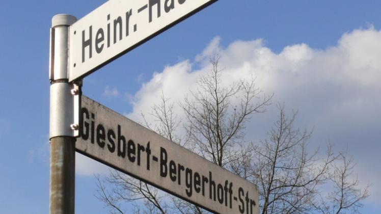 Die politischen Rivalen von einst treffen weiter aufeinander: An zwei Stellen stößt die Giesbert-Bergerhoff-Straße im Stadtteil Atter auf die Heinrich-Hasemeier-Straße. Ob es so bleibt, wird sich zeigen – es gibt Forderungen, dem zwischenzeitlichen NSDAP-Mitglied Bergerhoff die Ehre der Straßenbenennung wieder zu entziehen. 