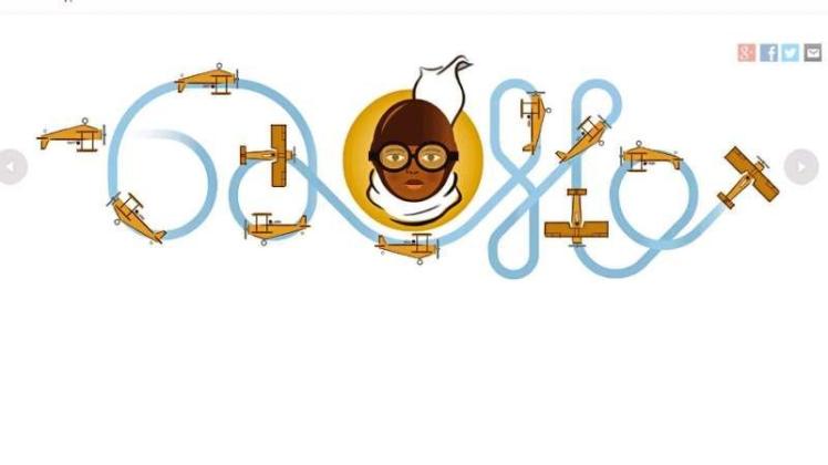 Bessie Coleman im Doodle: Google ehrt die Flugpionierin am 26. Januar 2017 im Doodle. Screenshot: dab, Google