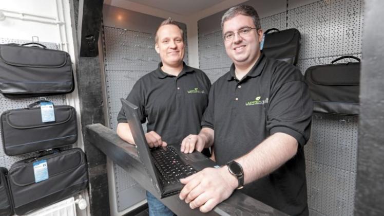 Gute gebrauchte Computer wollen Michael Kupschus (links) und Matthias Herden ab Juni in Wallenhorst anbieten. 