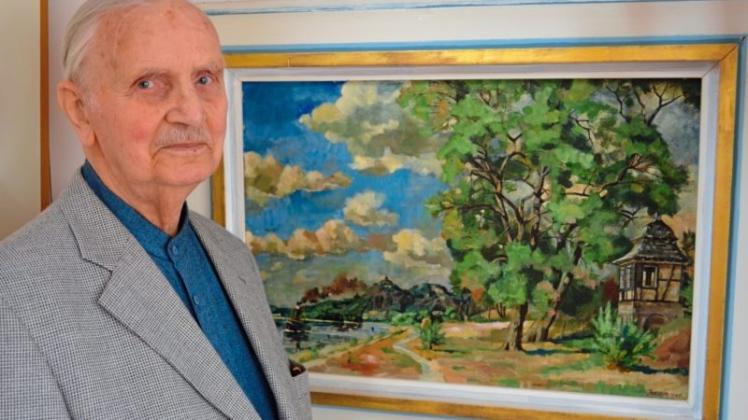 Wird am Dienstag, 20. Juni, 90 Jahre alt: Maler und Grafiker Gerhard Juchem, der vor genau 70 Jahren den „Blick auf den Drachenfels“ am Rhein malte. 