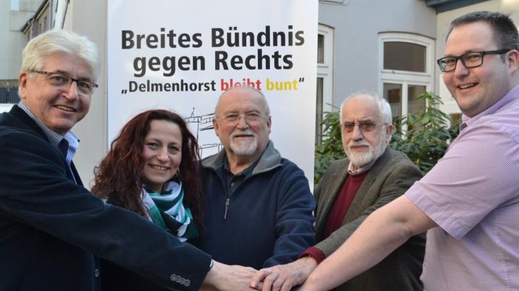 Der Sprecherrat des Breiten Bündnisses gegen Rechts (von links): Jürgen Schulenberg, Yadigar Polat, Dr. Christian Glaß, Hartmut Nordbruch und Sebastian Rann. 