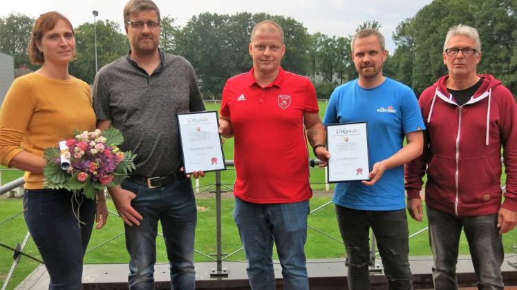 Alte und neue Mitglieder im Vorstand des Bippener Sportclubs sind Catharina Wille, Werner Kortland, Michael Trapka, Christian Grove und Jürgen Wissmann (von links).