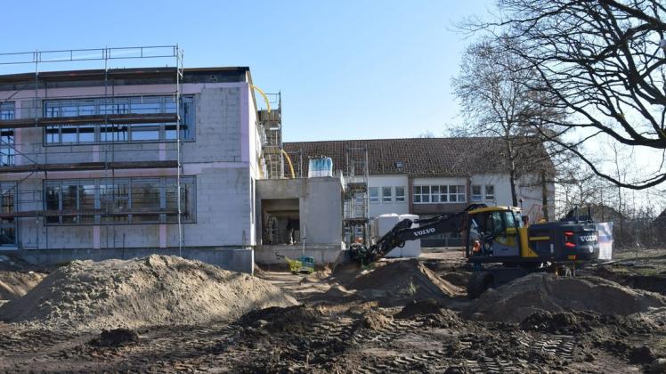 Die neue Mensa wird direkt an das neue Schulgebäude in Lübstorf anschließen.