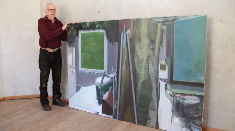 So manches Bild des Künstlers Peter Klitta hat ein derart großes Format. Im Kunsthaus werden ab Sonnabend aber auch kleinere zu sehen sein.