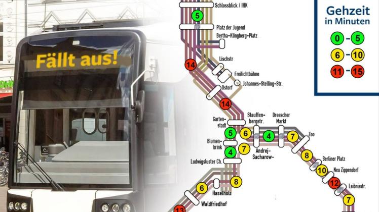 Auch wenn die Straßenbahn in Schwerin mal ausfällt, kann der Gehzeiten-Plan unserer Zeitung helfen.