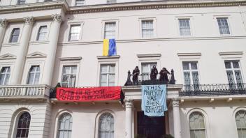March 14, 2022, London, England, United Kingdom: At least four activists occupied a mansion in Belgrave Square owned by