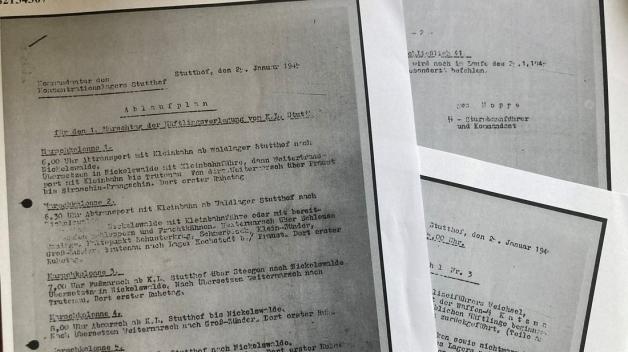 Es sind noch viele Dokumente aus dem damaligen Konzentrationslager nahe Danzig erhalten: So zum Beispiel eine Kopie der Kommandanturbefehle zur Räumung des KZ Stutthof.