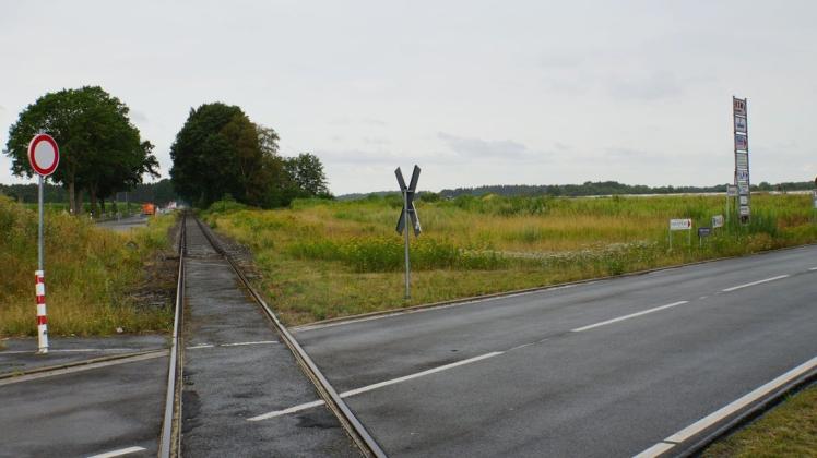 Entlang der Gleise am neuen Industriegebiet nördlich der Sögeler Straße in Werlte wird der Verladebahnhof samt Umfahrgleis entstehen. Foto: Mirco Moormann