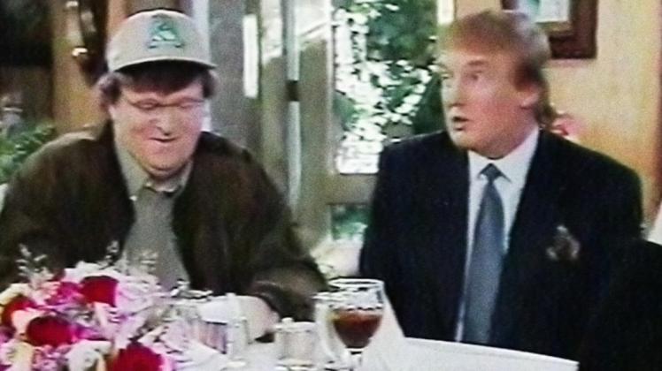 Michael Moore und Donald Trump: Vor 20 Jahren lachten sie miteinander im Talk-TV. Foto: Midwestern Films