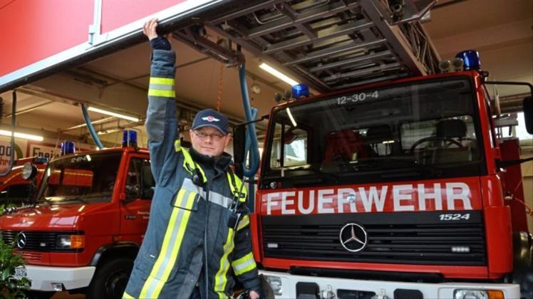 Ständig für die Feuerwehr im Einsatz: Der Ganderkeseer Ortsbrandmeister Axel Hollmann schaffte es 2018 nur einmal, sich wirklich frei zu nehmen. Archivfoto: Thorsten Konkel