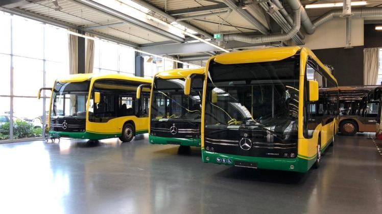 Dieses neuen E-Busse gehören zum nächsten Schwung, der aus dem Werk in Mannheim geliefert wird.