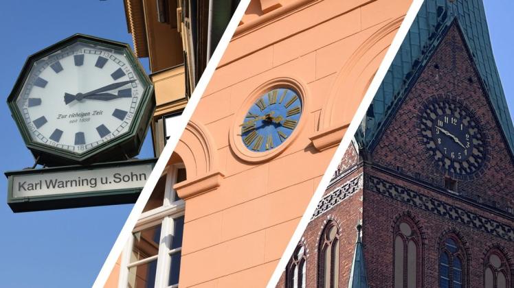 Zahlreiche Uhren gibt es im öffentlichen Raum in Schwerin. Aber wer wird die an diesem Sonntag stellen? Und passiert das angesichts der Anzahl auch pünktlich?