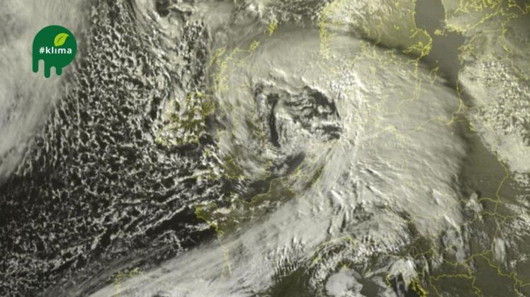 Mächtiger Sturm: Das Satellitenbild zeigt, wie Orkan „Zeynep“ über Nordeuropa tobt.