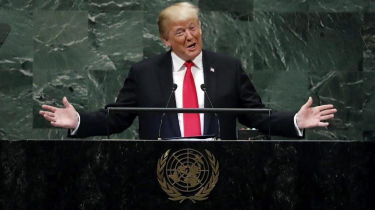 US-Präsident Trump erntete für sein Eigenlob vor der UN-Vollversammlung eigenes Gelächter. Foto: Richard Drew/AP/dpa