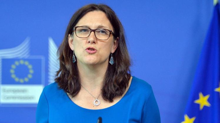EU-Handelskommissarin Cecilia Malmström plant Vergeltungszölle auf US-amerikanische Einfuhren, sollten die USA europäische Autos mit Strafzöllen belegen. Foto: dpa/Stephanie Lecocq/EPA