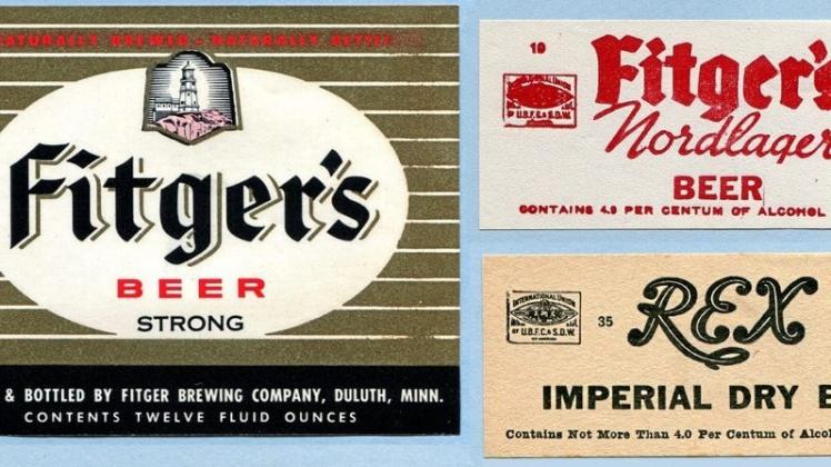 Alte Bieretiketten zeugen von der bewegten Historie der Fitger-Biere, die in Duluth (Minnesota) gebraut wurden. 